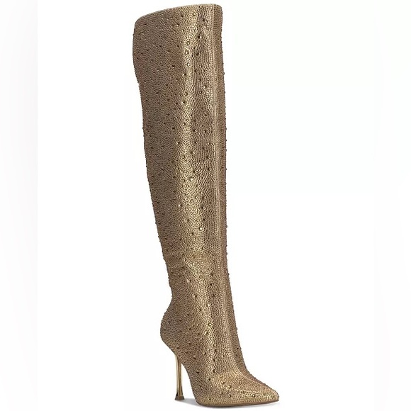 INC Elegant Gold Women's Knee-High Boots - Picture 3 of 8